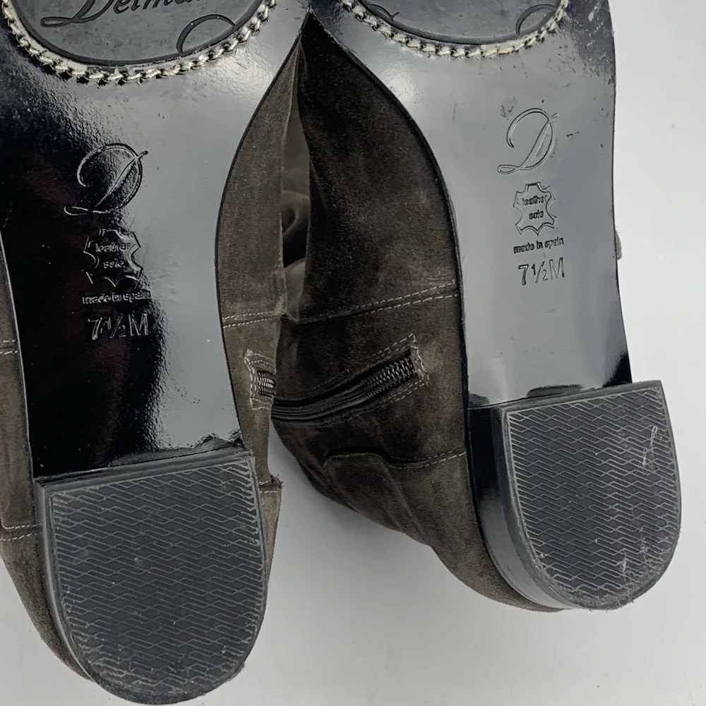 Delman Knee high Tall Riding Women's Boots Brwon Suede Made in ITALY - Size 7.5